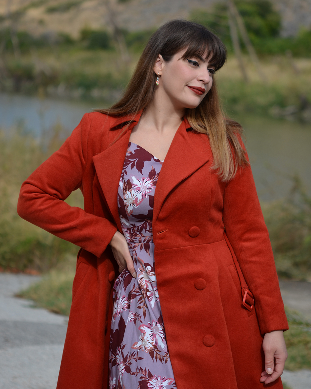 Imogen Swing Coat in Orange